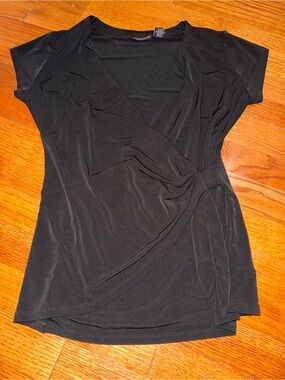 Tahari Black Wrap-Style Women's Top